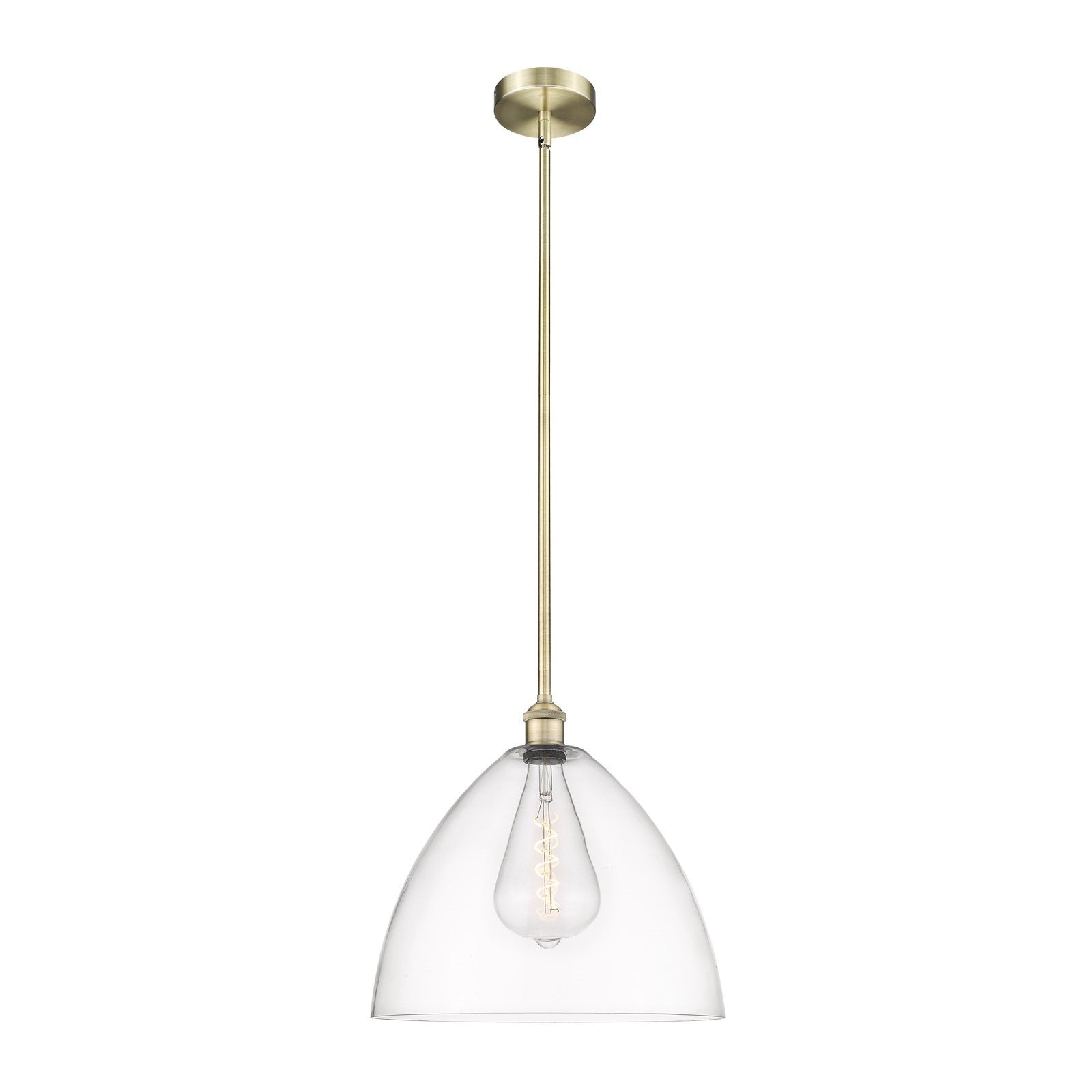 Innovations Bristol 16in 1-Light Pendant | Industrial Antique Brass Steel and Clear Glass | Kitchen Island & Dining Room | 16 x | Model 616-1S-AB-GBD-162