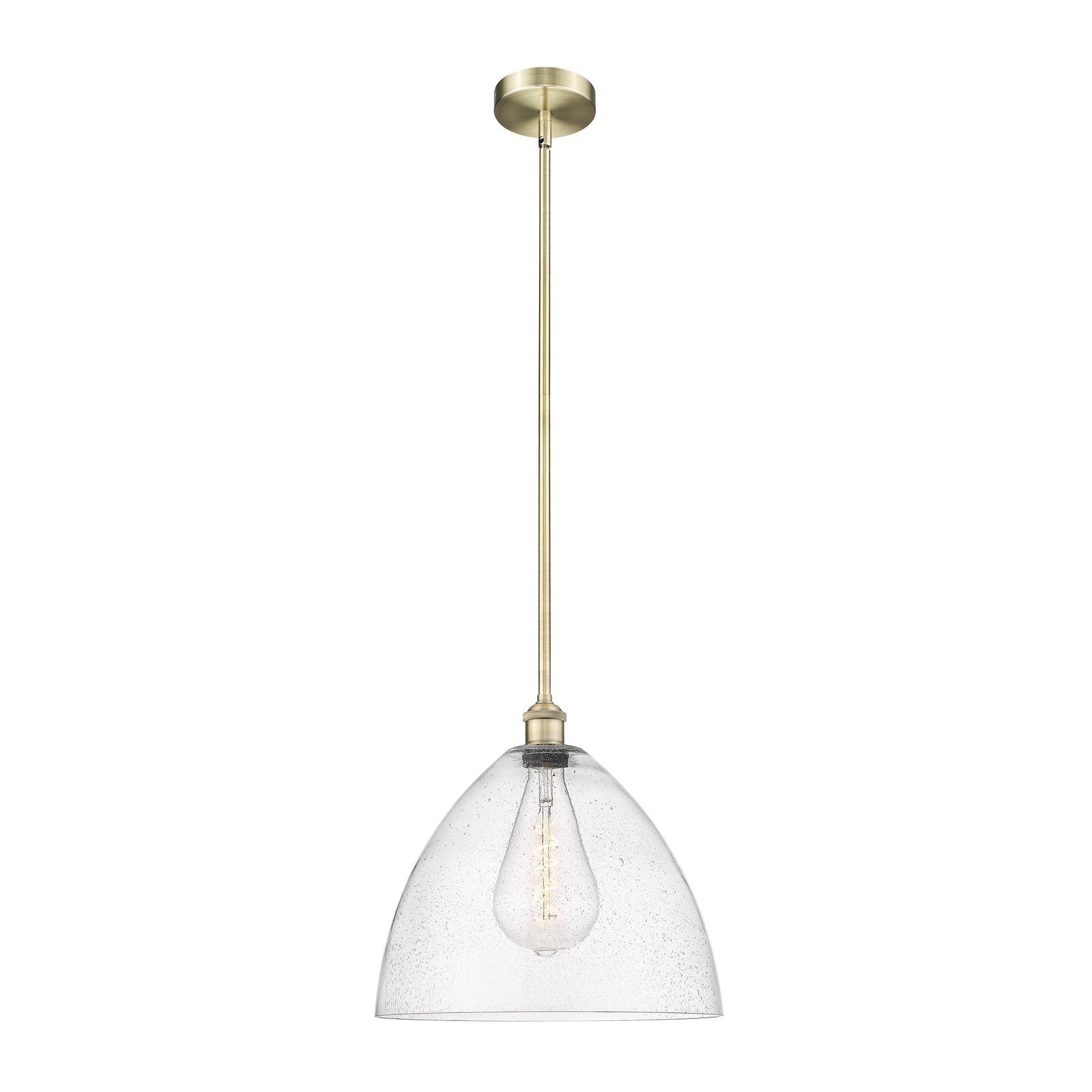 Innovations Bristol 16in 1-Light Pendant | Industrial Antique Brass Steel and Seedy Glass | Kitchen Island & Dining Room | 16 x | Model 616-1S-AB-GBD-164