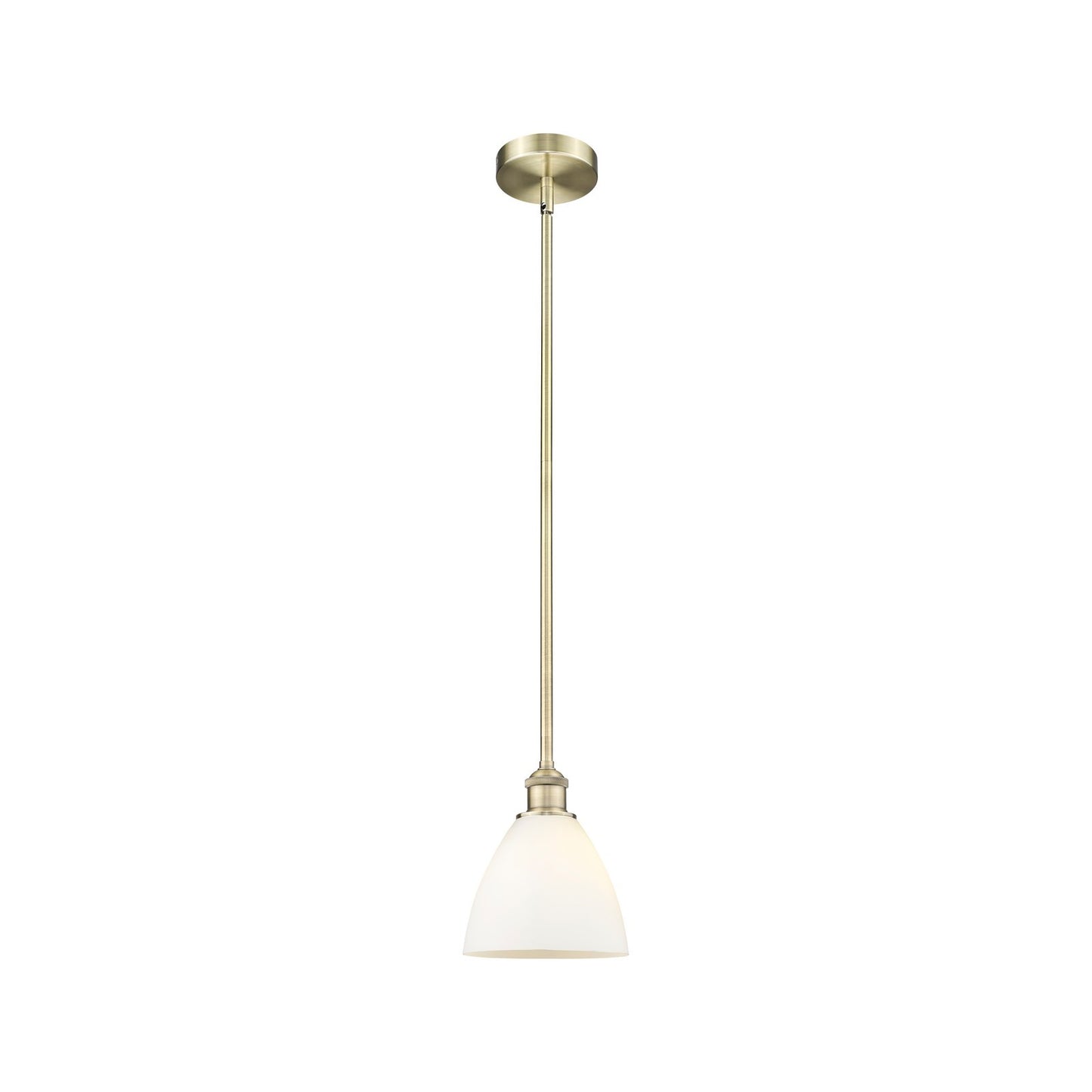 Innovations Bristol 7.5in 1-Light Mini Pendant | Industrial Antique Brass Steel and Matte White Glass | Kitchen Island & | Model 616-1S-AB-GBD-751-LED