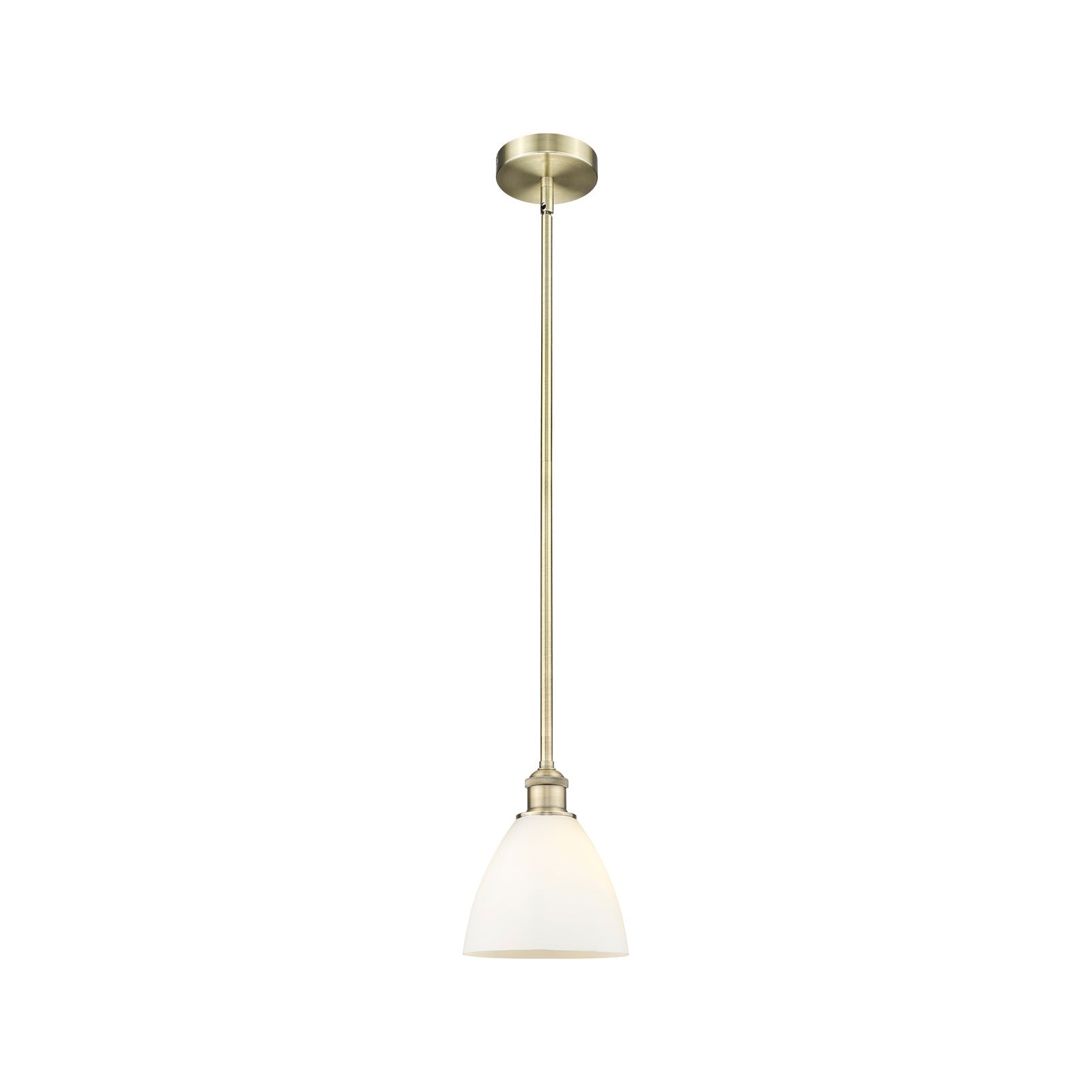 Innovations Bristol 7.5in 1-Light Mini Pendant | Industrial Antique Brass Steel and Matte White Glass | Kitchen Island & | Model 616-1S-AB-GBD-751-LED