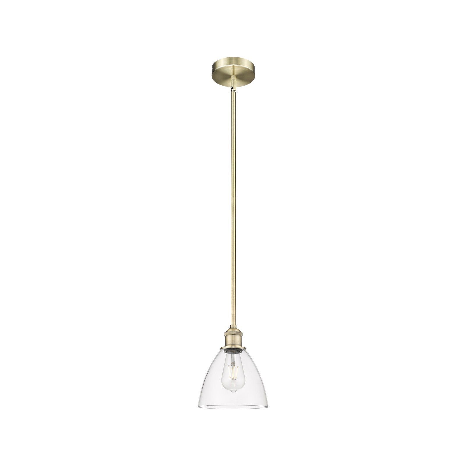 Innovations Bristol 8in 1-Light Mini Pendant | Industrial Antique Brass and Clear Glass | Kitchen Island & Dining Room | 18-42 | Model 616-1S-AB-GBD-752