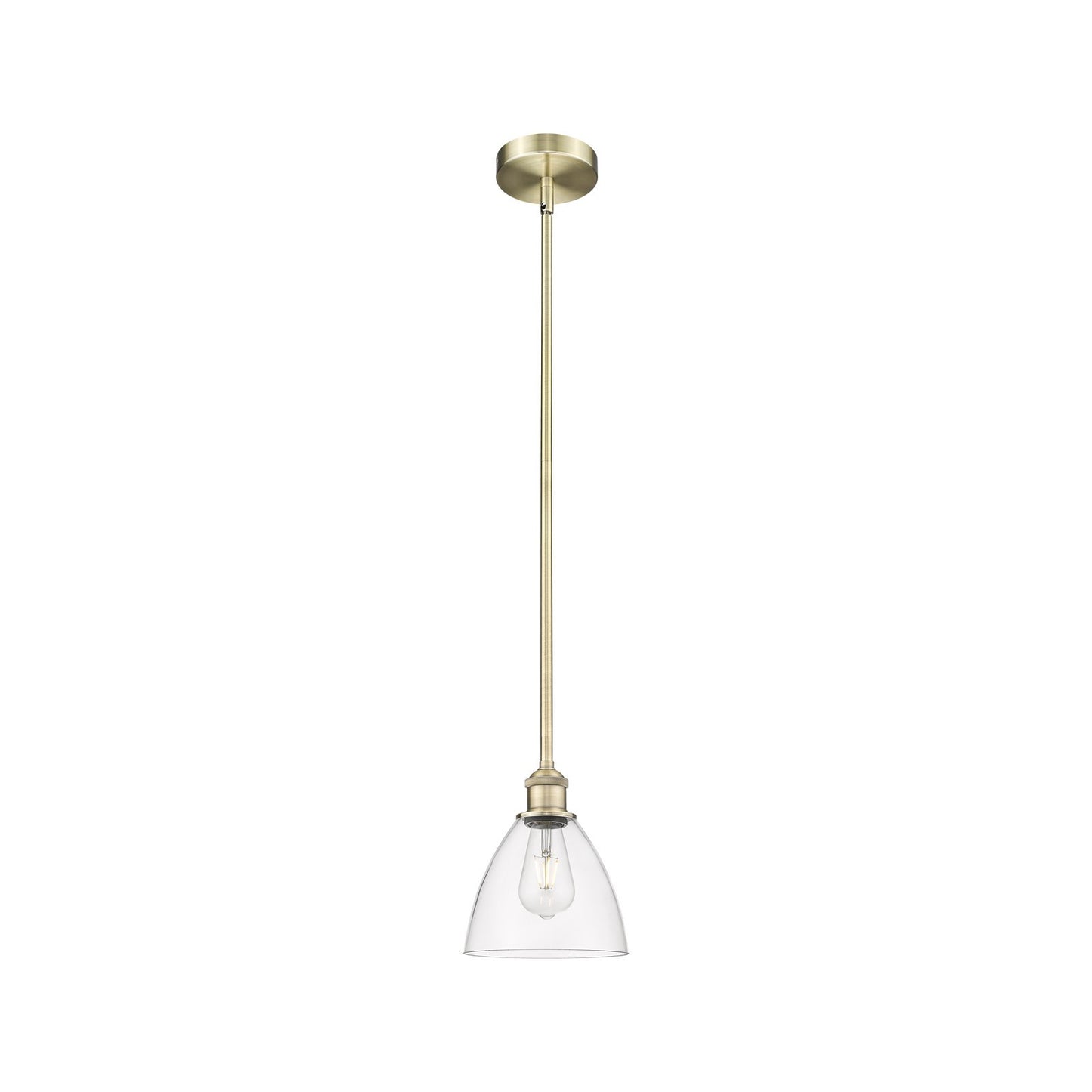 Innovations Bristol 8in 1-Light Mini Pendant | Industrial Antique Brass and Clear Glass | Kitchen Island & Dining Room | 18-42 | Model 616-1S-AB-GBD-752