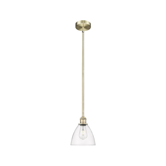 Innovations Bristol 7.5in 1-Light Mini Pendant | Industrial Antique Brass and Clear Glass | Kitchen Island & Dining Room | Model 616-1S-AB-GBD-752-LED