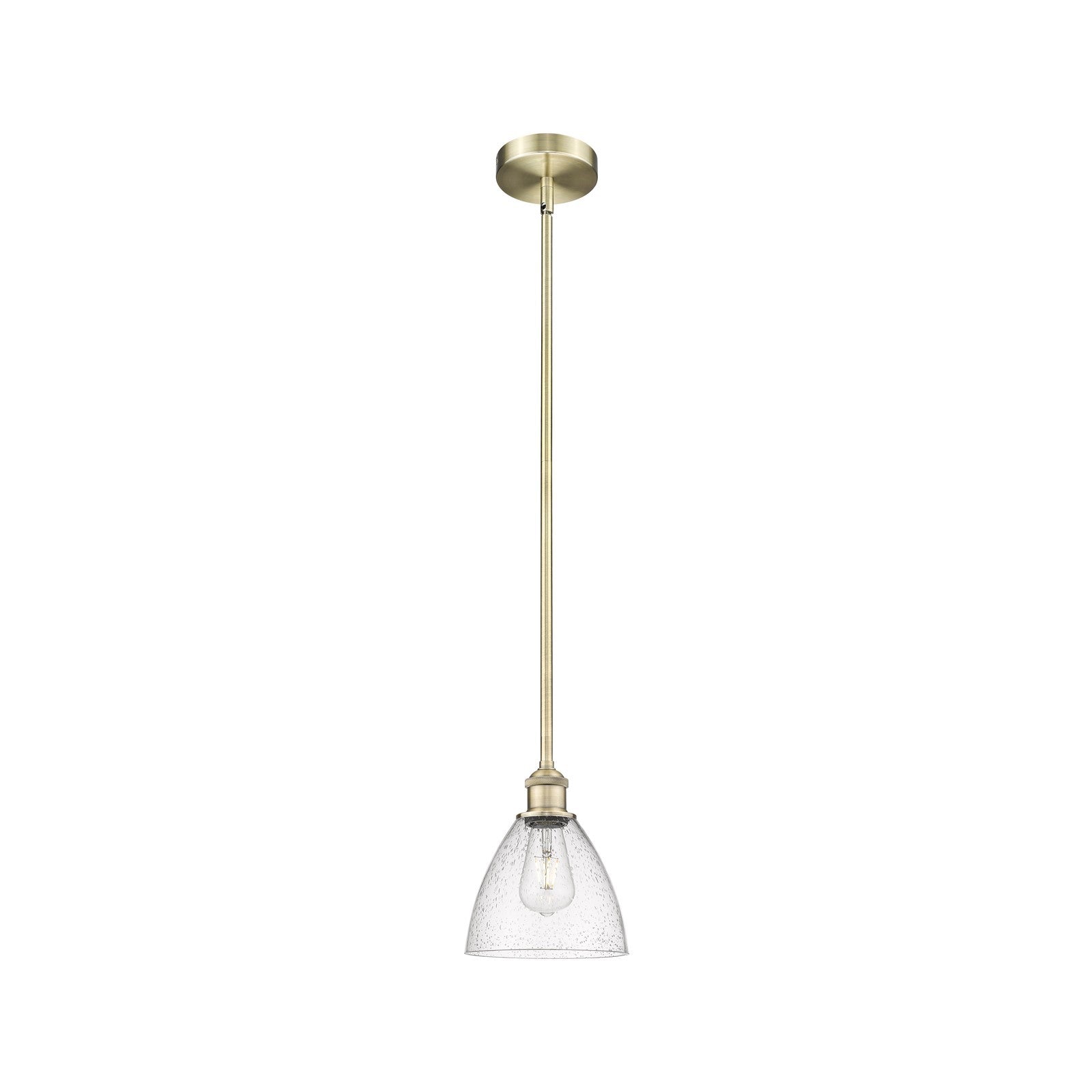 Innovations Bristol 8in 1-Light Mini Pendant | Industrial Antique Brass Steel and Seedy Glass | Kitchen Island & Dining Room | Model 616-1S-AB-GBD-754