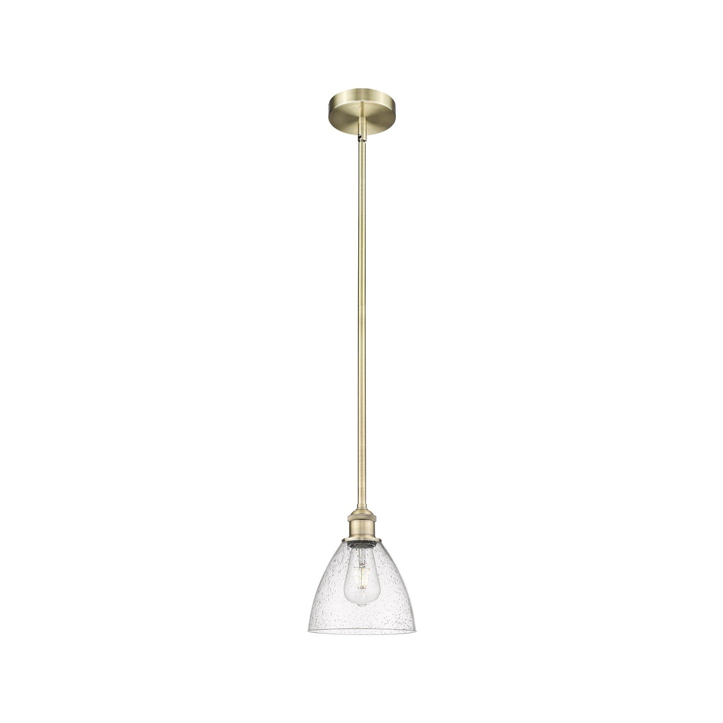 Innovations Bristol 7.5in 1-Light Mini Pendant | Industrial Antique Brass Steel and Seedy Glass | Kitchen Island & Dining | Model 616-1S-AB-GBD-754-LED
