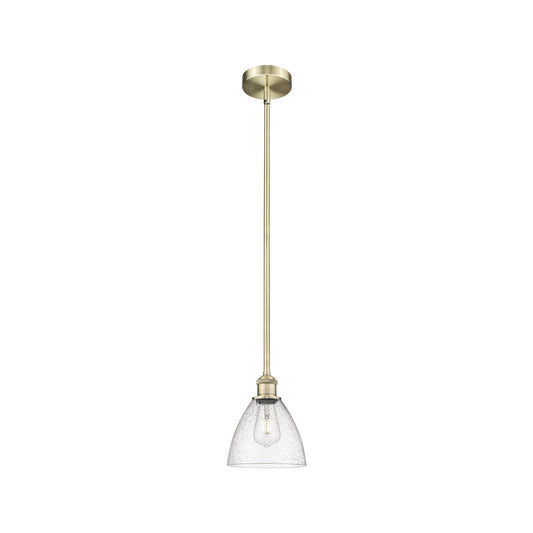 Innovations Bristol 7.5in 1-Light Mini Pendant | Industrial Antique Brass Steel and Seedy Glass | Kitchen Island & Dining | Model 616-1S-AB-GBD-754-LED