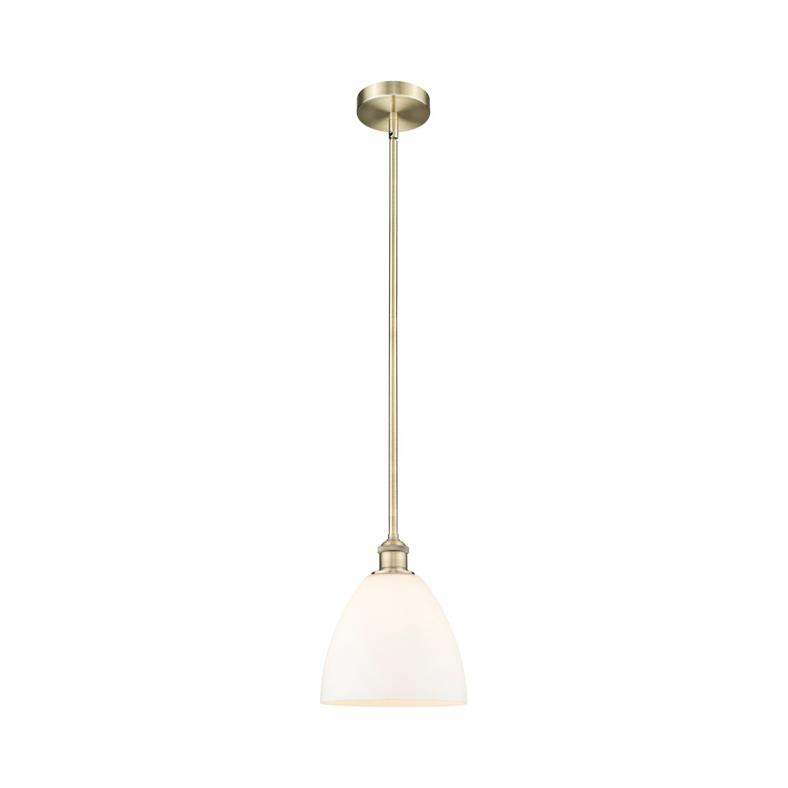 Innovations Bristol 9in 1-Light Mini Pendant | Industrial Antique Brass Steel and Matte White Glass | Kitchen Island & Dining | Model 616-1S-AB-GBD-91-LED