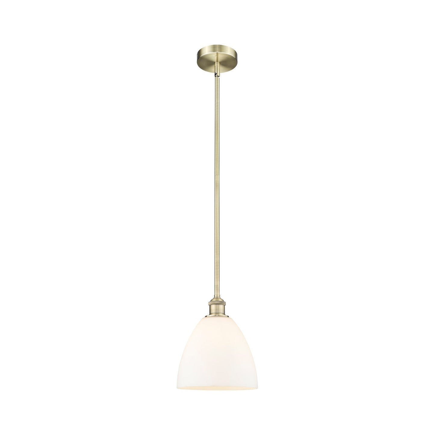 Innovations Bristol 9in 1-Light Mini Pendant | Industrial Antique Brass Steel and Matte White Glass | Kitchen Island & Dining | Model 616-1S-AB-GBD-91-LED