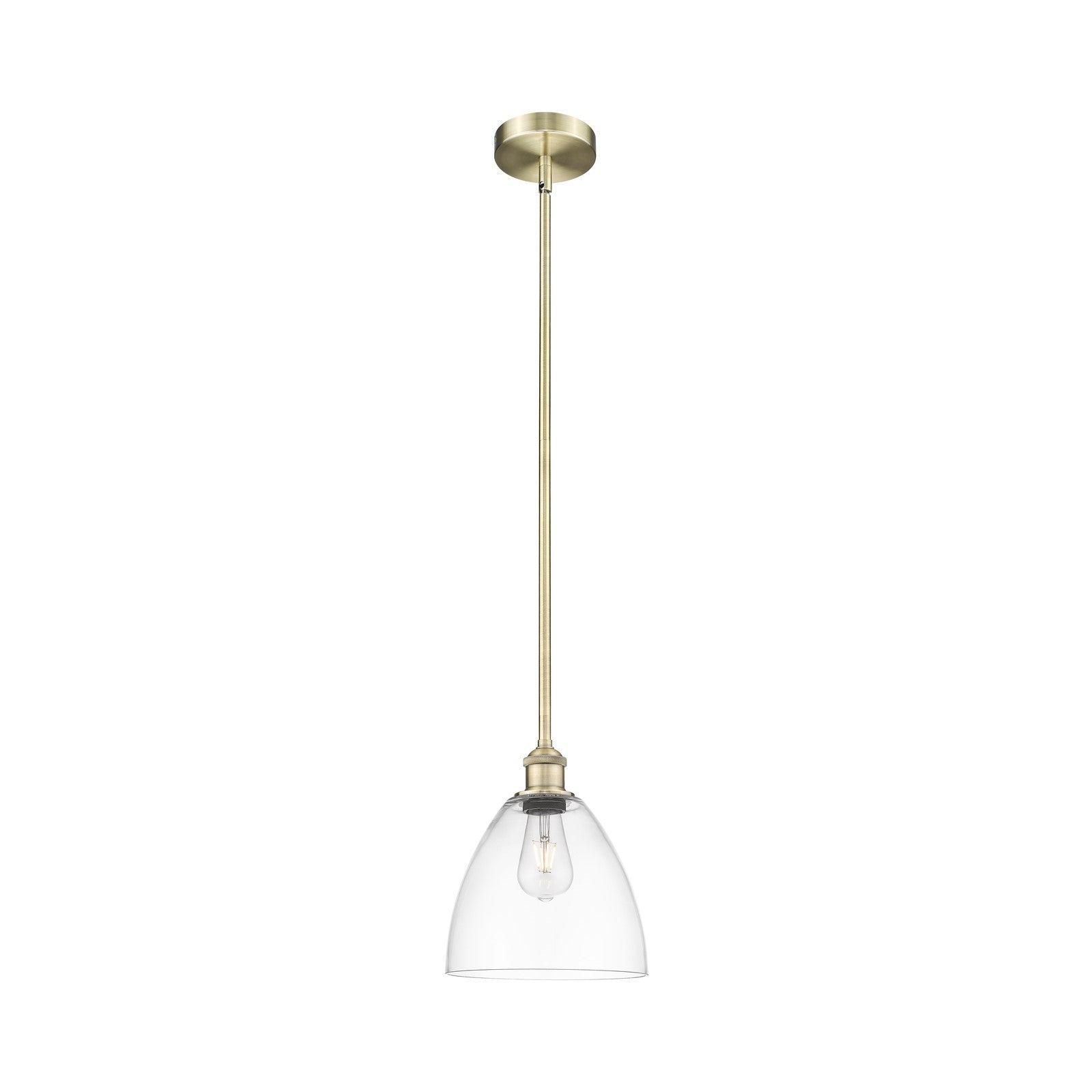 Innovations Bristol 9in 1-Light Mini Pendant | Industrial Antique Brass and Clear Glass | Kitchen Island & Dining Room | 9 x 9 x | Model 616-1S-AB-GBD-92