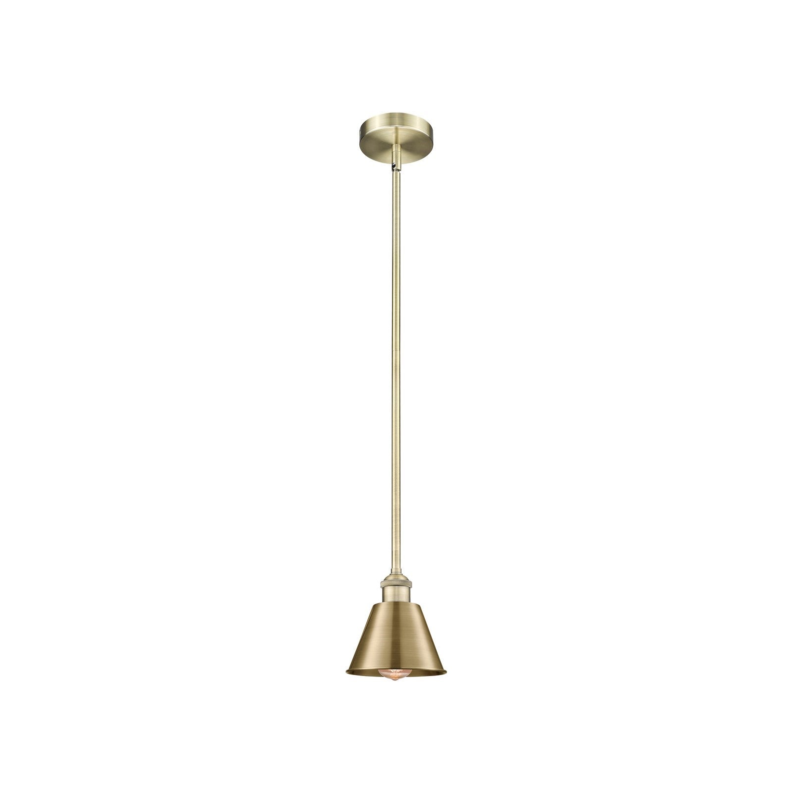 Innovations Smithfield 7in 1-Light Mini Pendant | Industrial Antique Brass Steel and Antique Brass Metal Shade | Kitchen Island & | Model 616-1S-AB-M8