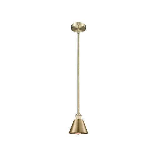 Innovations Smithfield 7in 1-Light Mini Pendant | Industrial Antique Brass Steel and Cast Brass Metal Shade | Kitchen Island | Model 616-1S-AB-M8-LED