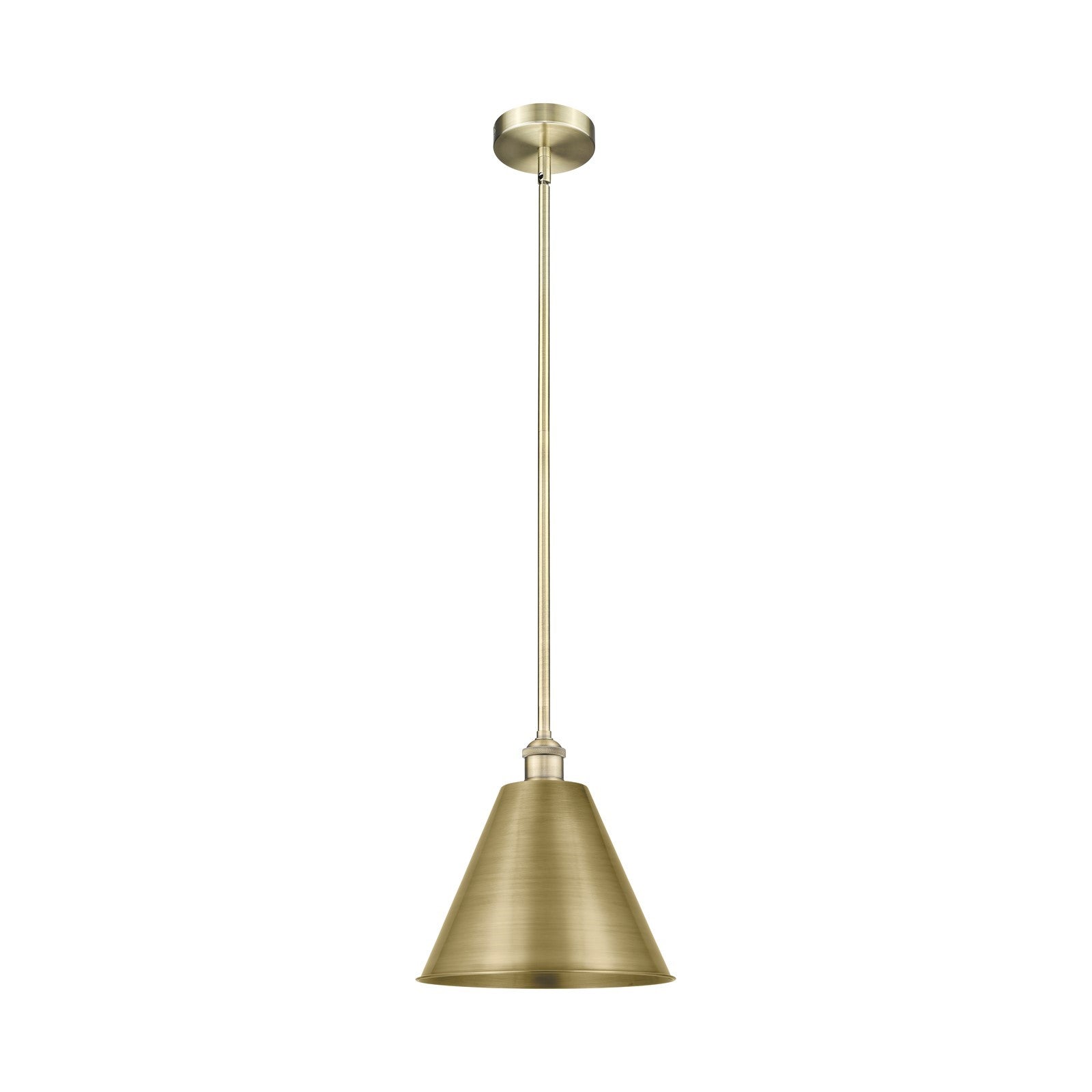 Innovations Berkshire Metal 12in 1-Light Mini Pendant | Industrial Antique Brass Steel and Cast Brass Metal Shade | Kitchen | Model 616-1S-AB-MBC-12-AB