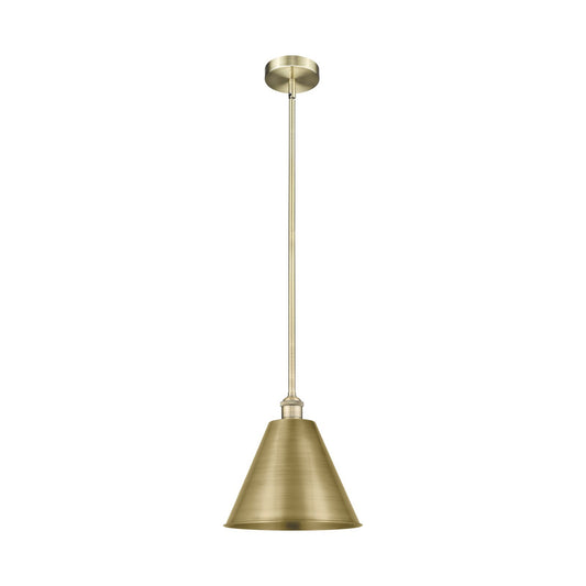 Innovations Berkshire Metal 12in 1-Light Mini Pendant | Industrial Antique Brass Steel and Cast Brass Metal Shade | Kitchen | Model 616-1S-AB-MBC-12-AB