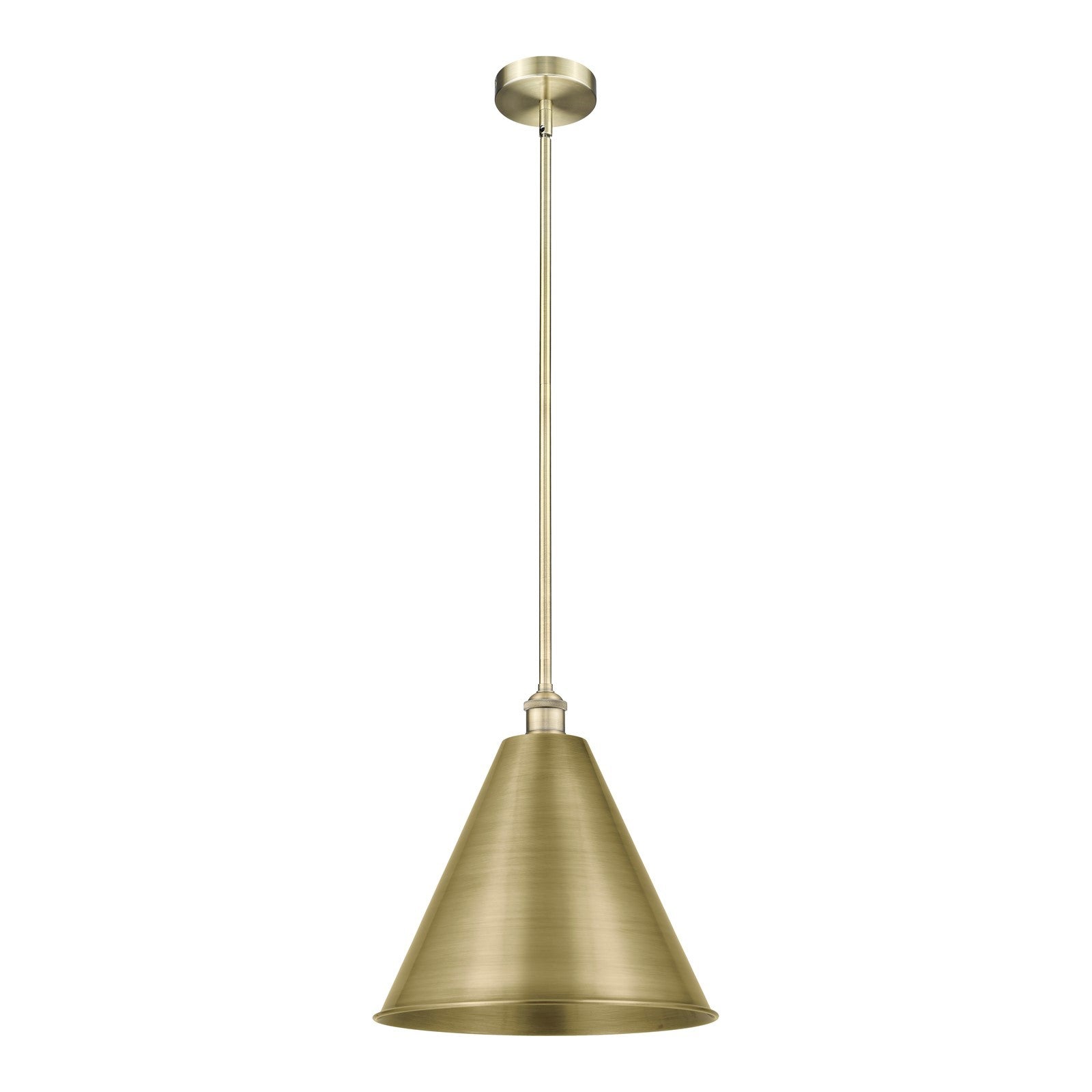 Innovations Berkshire 16in 1-Light Mini Pendant | Industrial Antique Brass Steel and Antique Brass Metal Shade | Kitchen | Model 616-1S-AB-MBC-16-AB-LED