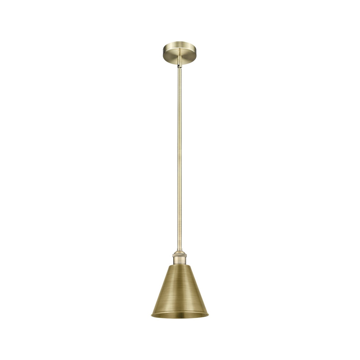 Innovations Berkshire Metal 8in 1-Light Mini Pendant | Industrial Farmhouse Antique Brass Steel and Cast Brass | Kitchen Island | Model 616-1S-AB-MBC-8-AB