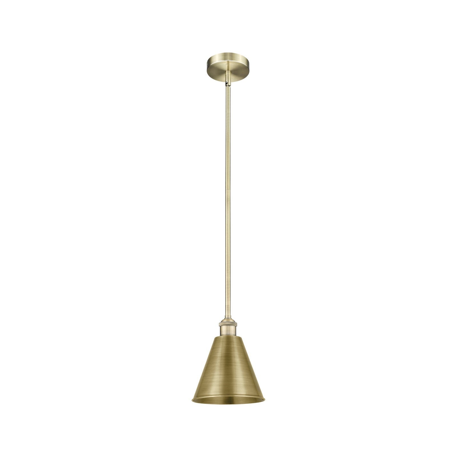 Innovations Berkshire Metal 8in 1-Light Mini Pendant | Industrial Farmhouse Antique Brass Steel and Cast Brass | Kitchen Island | Model 616-1S-AB-MBC-8-AB