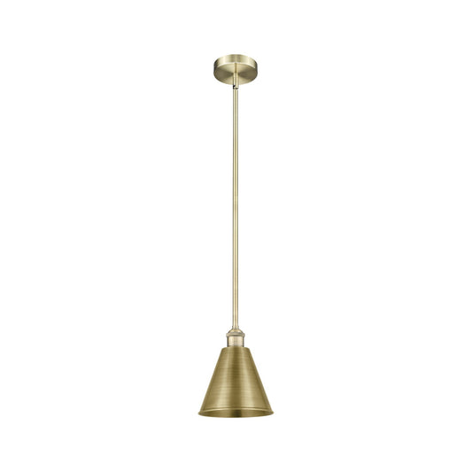 Innovations Berkshire Metal 8in 1-Light Mini Pendant | Industrial Farmhouse Antique Brass Steel and Antique Brass Metal | Model 616-1S-AB-MBC-8-AB-LED