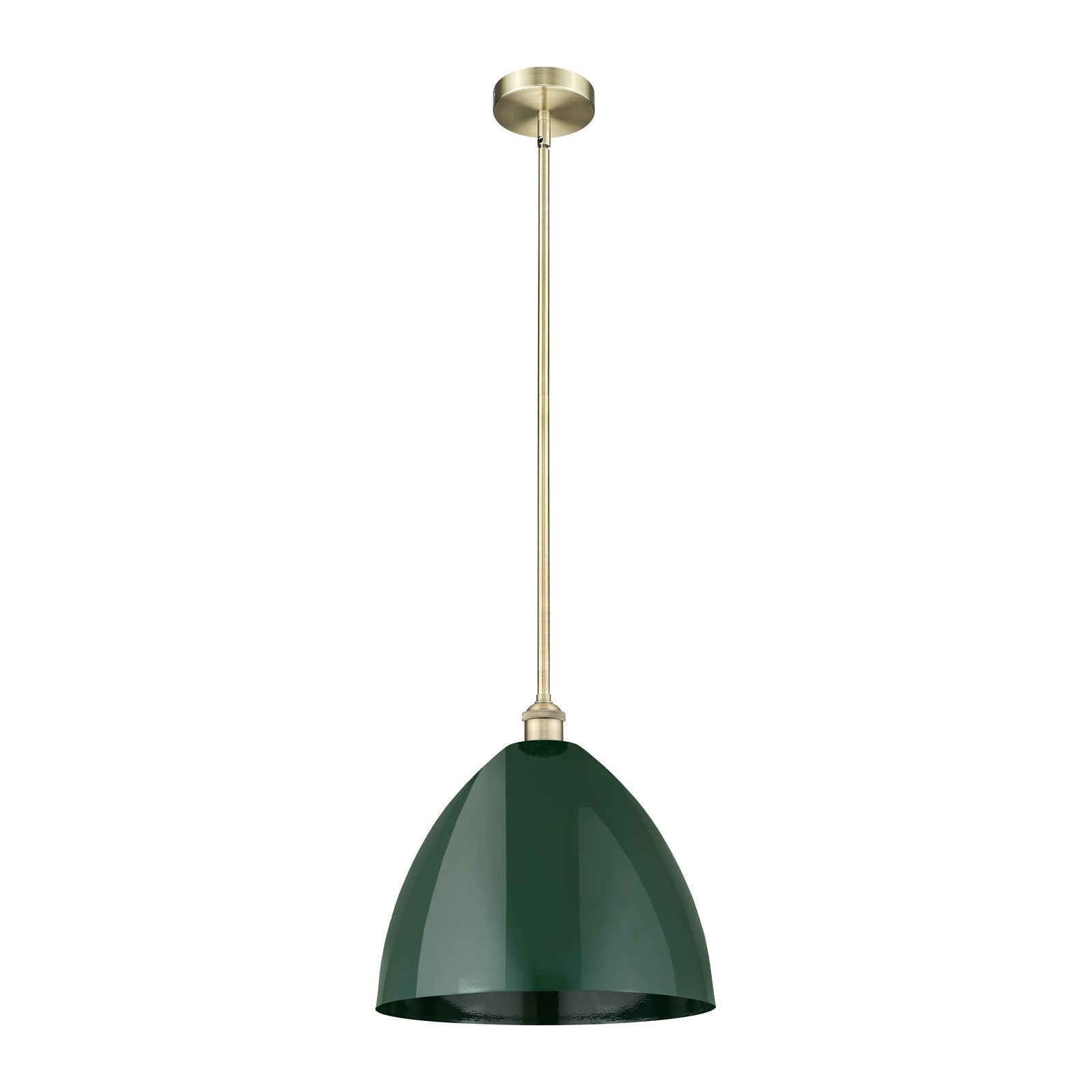 Innovations Plymouth 16in 1-Light Mini Pendant | Industrial Antique Brass and Matte Green Metal | Kitchen Island & Dining | Model 616-1S-AB-MBD-16-GR-LED