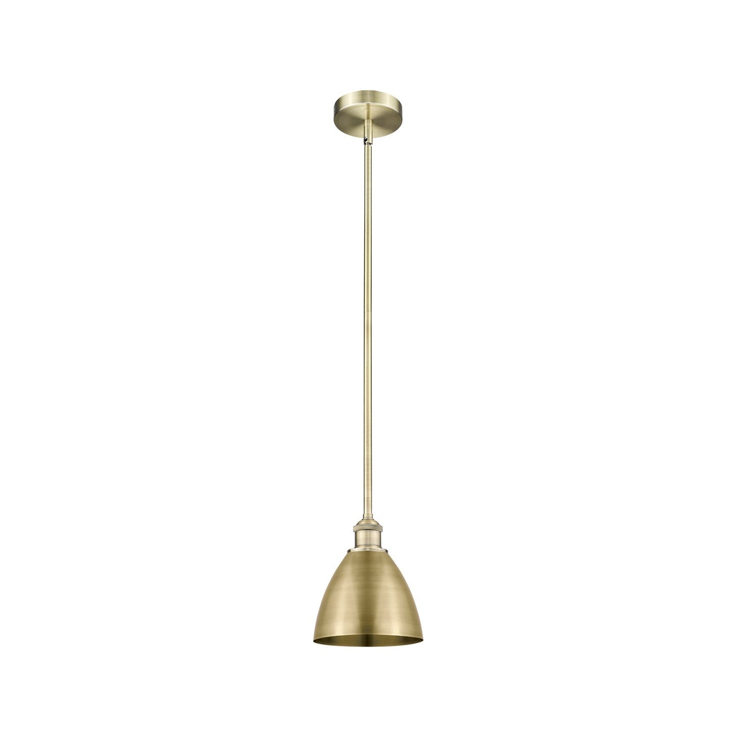 Innovations Bristol 8in 1-Light Mini Pendant | Industrial Antique Brass Steel and Cast Brass Metal Shade | Kitchen Island | Model 616-1S-AB-MBD-75-AB-LED