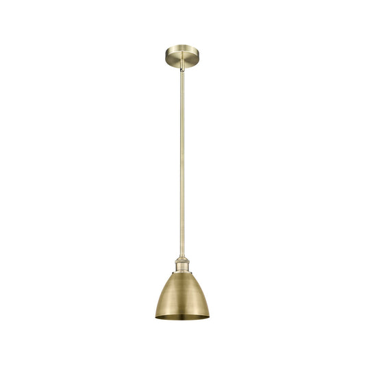 Innovations Bristol 8in 1-Light Mini Pendant | Industrial Antique Brass Steel and Cast Brass Metal Shade | Kitchen Island | Model 616-1S-AB-MBD-75-AB-LED