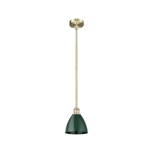 Innovations Plymouth 7.5in 1-Light Mini Pendant | Industrial Farmhouse Antique Brass and Matte Green Metal | Kitchen | Model 616-1S-AB-MBD-75-GR-LED