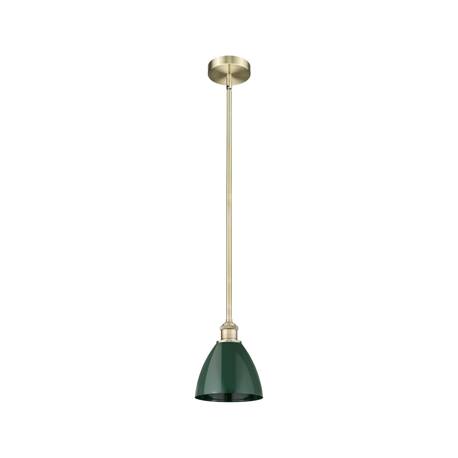 Innovations Plymouth 7.5in 1-Light Mini Pendant | Industrial Farmhouse Antique Brass and Matte Green Metal | Kitchen | Model 616-1S-AB-MBD-75-GR-LED