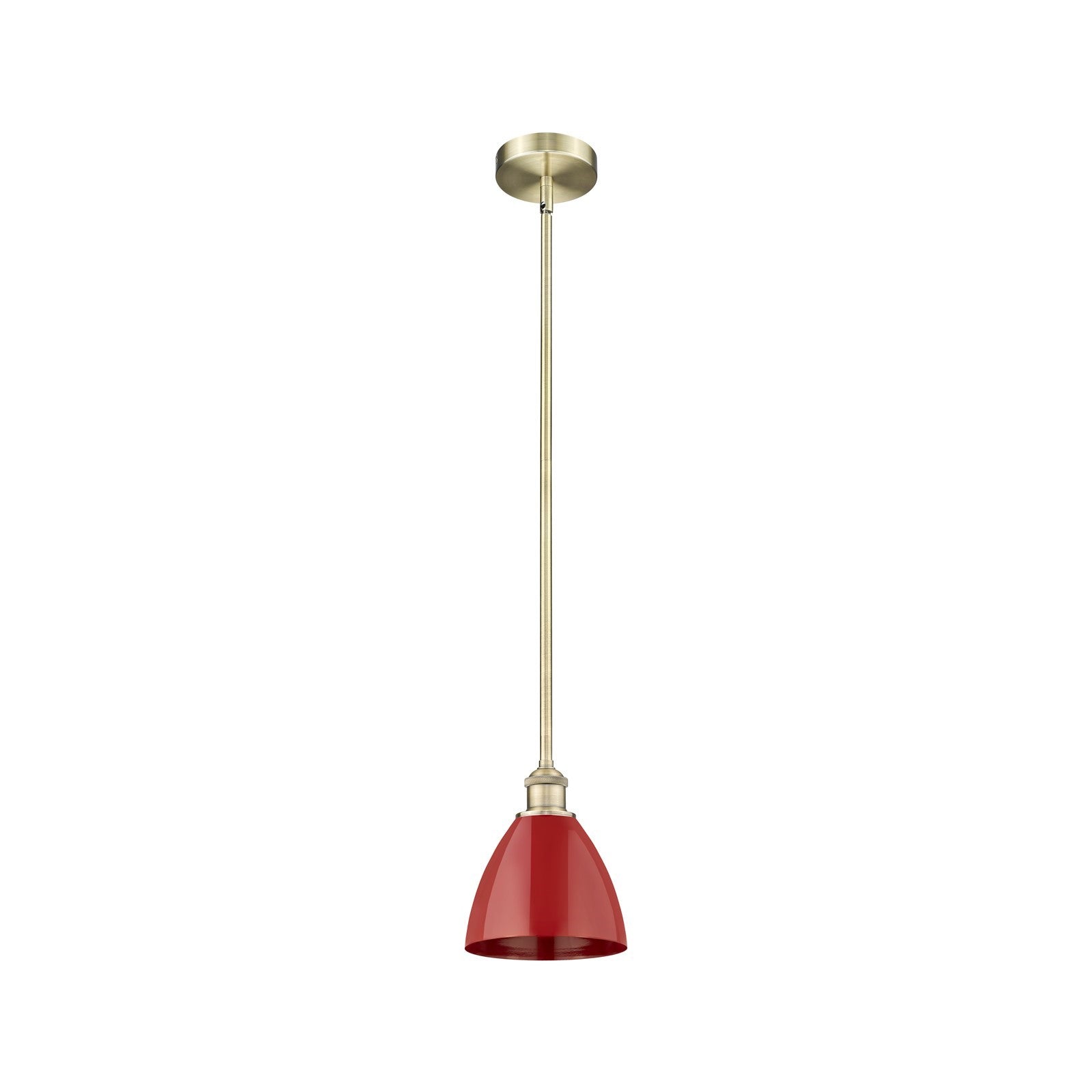 Innovations Plymouth 8in 1-Light Mini Pendant | Industrial Antique Brass Steel and Matte Red Metal | Kitchen Island | 7.5 x | Model 616-1S-AB-MBD-75-RD