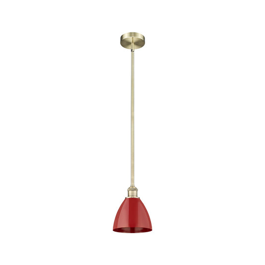 Innovations Plymouth 8in 1-Light Mini Pendant | Industrial Antique Brass Steel and Matte Red Metal | Kitchen Island | 7.5 x | Model 616-1S-AB-MBD-75-RD