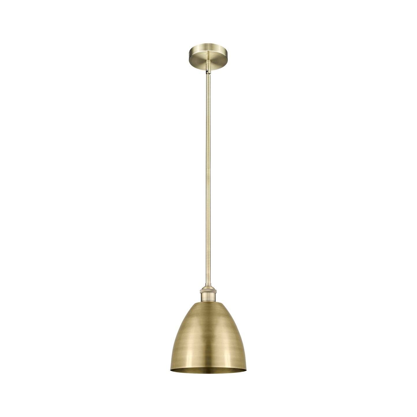 Innovations Bristol 9in 1-Light Mini Pendant | Industrial Farmhouse Antique Brass Steel and Cast Brass Metal Shade | Kitchen | Model 616-1S-AB-MBD-9-AB