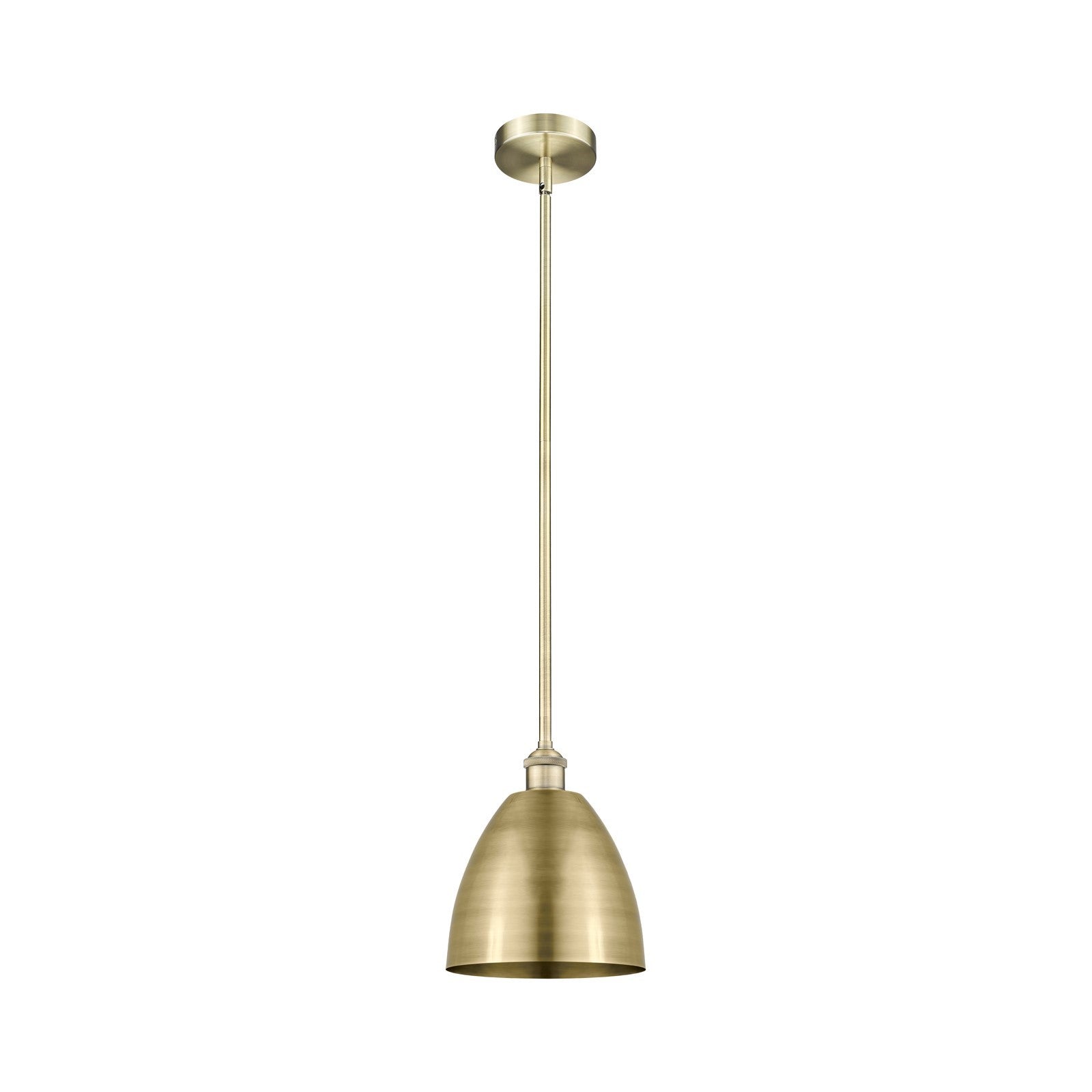 Innovations Bristol 9in 1-Light Mini Pendant | Industrial Farmhouse Antique Brass Steel and Cast Brass Metal Shade | Kitchen | Model 616-1S-AB-MBD-9-AB