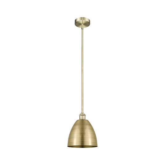 Innovations Bristol 9in 1-Light Mini Pendant | Industrial Antique Brass Steel and Antique Brass Metal Shade | Kitchen | Model 616-1S-AB-MBD-9-AB-LED