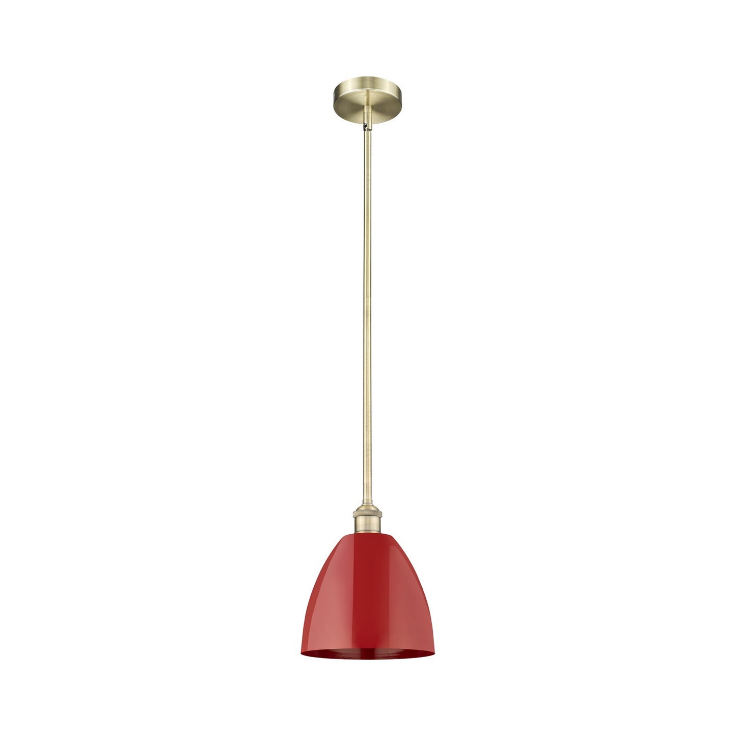 Innovations Plymouth 9in 1-Light Mini Pendant | Industrial Antique Brass Steel and Matte Red Metal | Kitchen Island & Dining | Model 616-1S-AB-MBD-9-RD