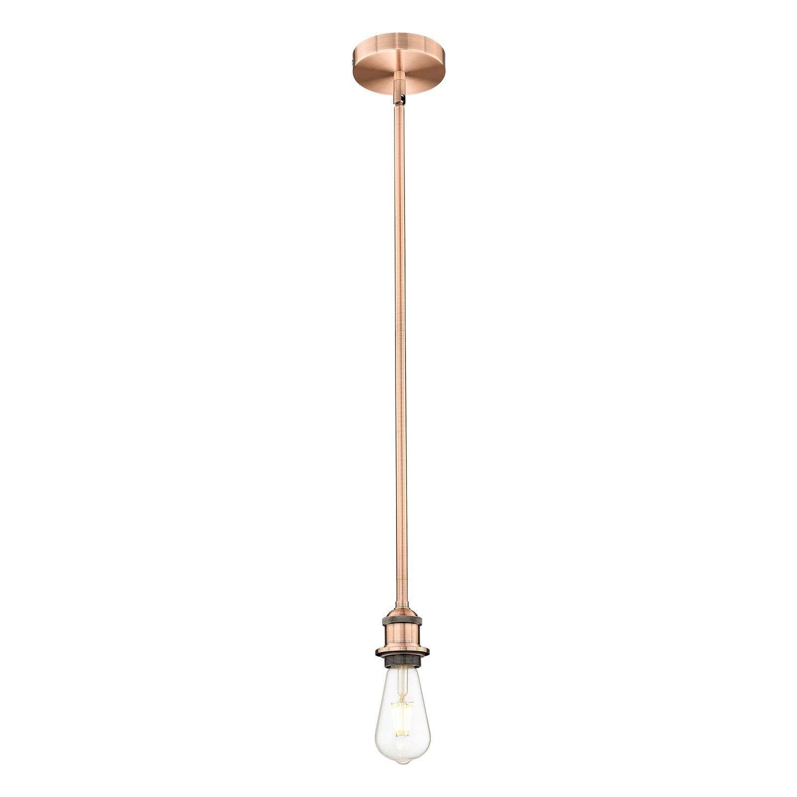 Innovations Lighting Edison 2in 1-Light Mini Pendant | Industrial Antique Copper Steel Bare Bulb | Kitchen Island & Breakfast Bar | Model 616-1S-AC