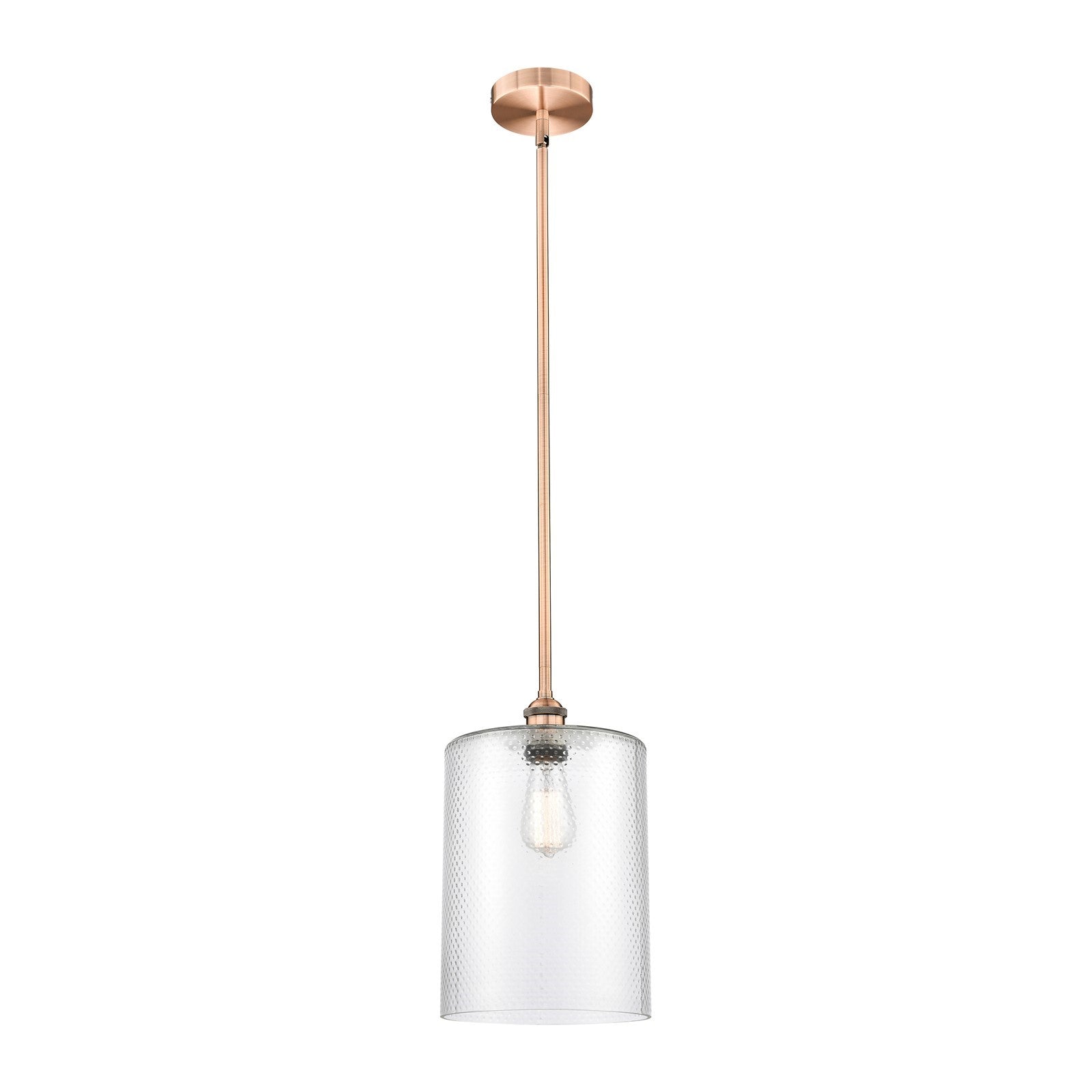 Innovations Cobbleskill 9in 1-Light Mini Pendant | Art Nouveau Industrial Antique Copper Steel and Clear Glass | Kitchen | Model 616-1S-AC-G112-L-LED