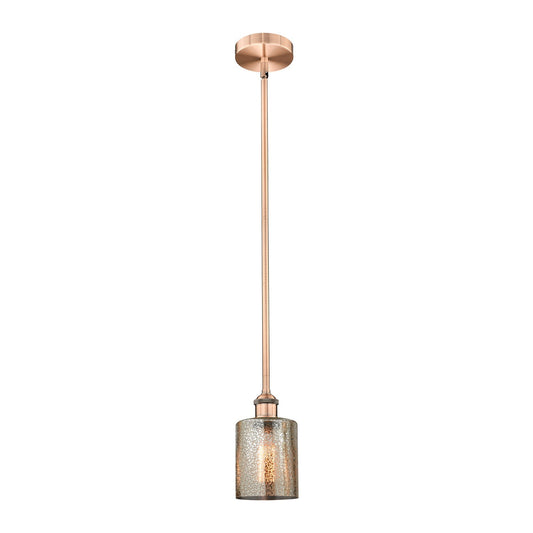 Innovations Cobbleskill 5in 1-Light Mini Pendant | Art Nouveau Industrial Antique Copper Steel and Mercury Glass | Kitchen Island & | Model 616-1S-AC-G116