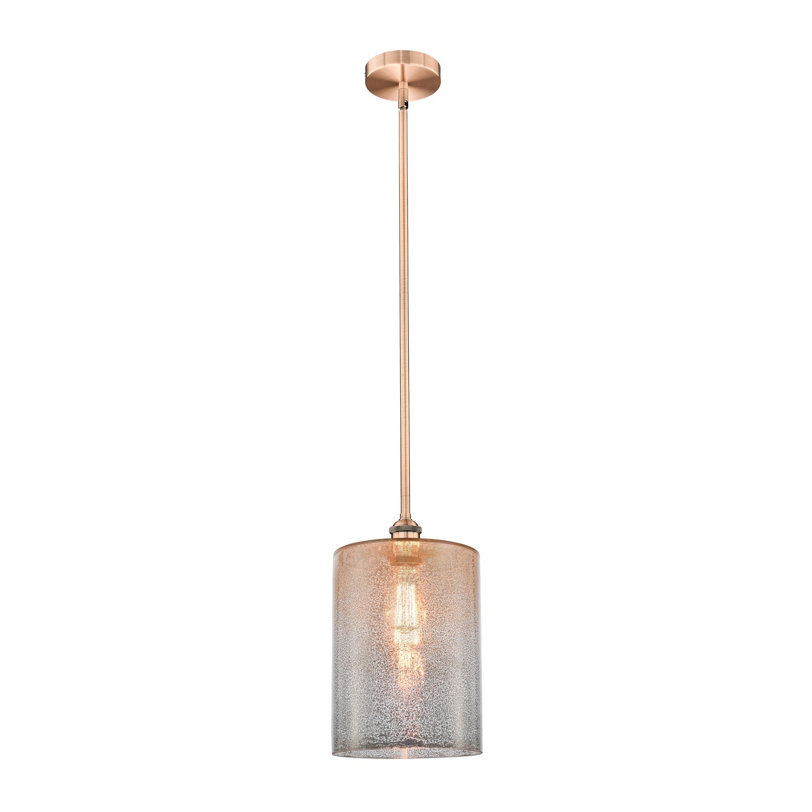 Innovations Cobbleskill 9in 1-Light Mini Pendant | Industrial Antique Copper Steel and Mercury Glass | Kitchen Island & | Model 616-1S-AC-G116-L-LED