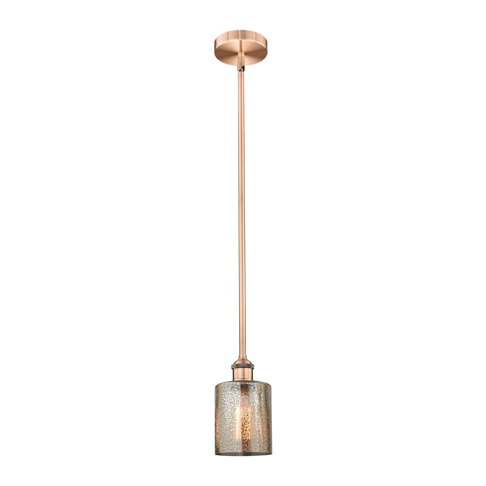 Innovations Cobbleskill 5in 1-Light Mini Pendant | Industrial Antique Copper Steel and Mercury Glass | Kitchen Island & Dining | Model 616-1S-AC-G116-LED