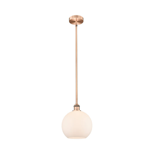 Innovations Athens 10in 1-Light Mini Pendant | Industrial Antique Copper Steel and Matte White Glass | Kitchen Island | 10 x 10 | Model 616-1S-AC-G121-10