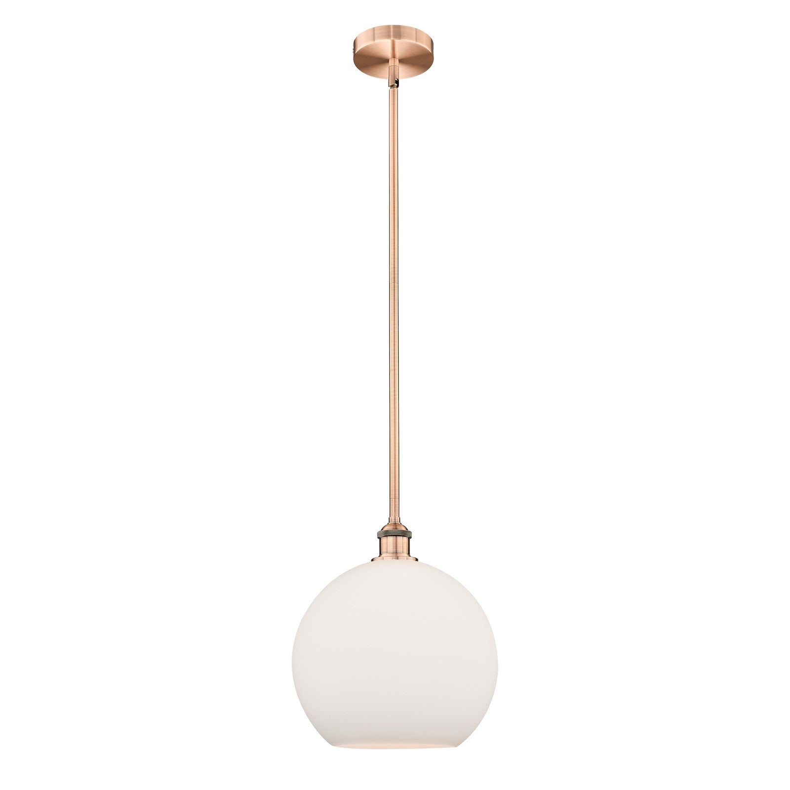 Innovations Athens 12in 1-Light Mini Pendant | Industrial Antique Copper Steel and Matte White Glass | Kitchen Island & Dining | Model 616-1S-AC-G121-12