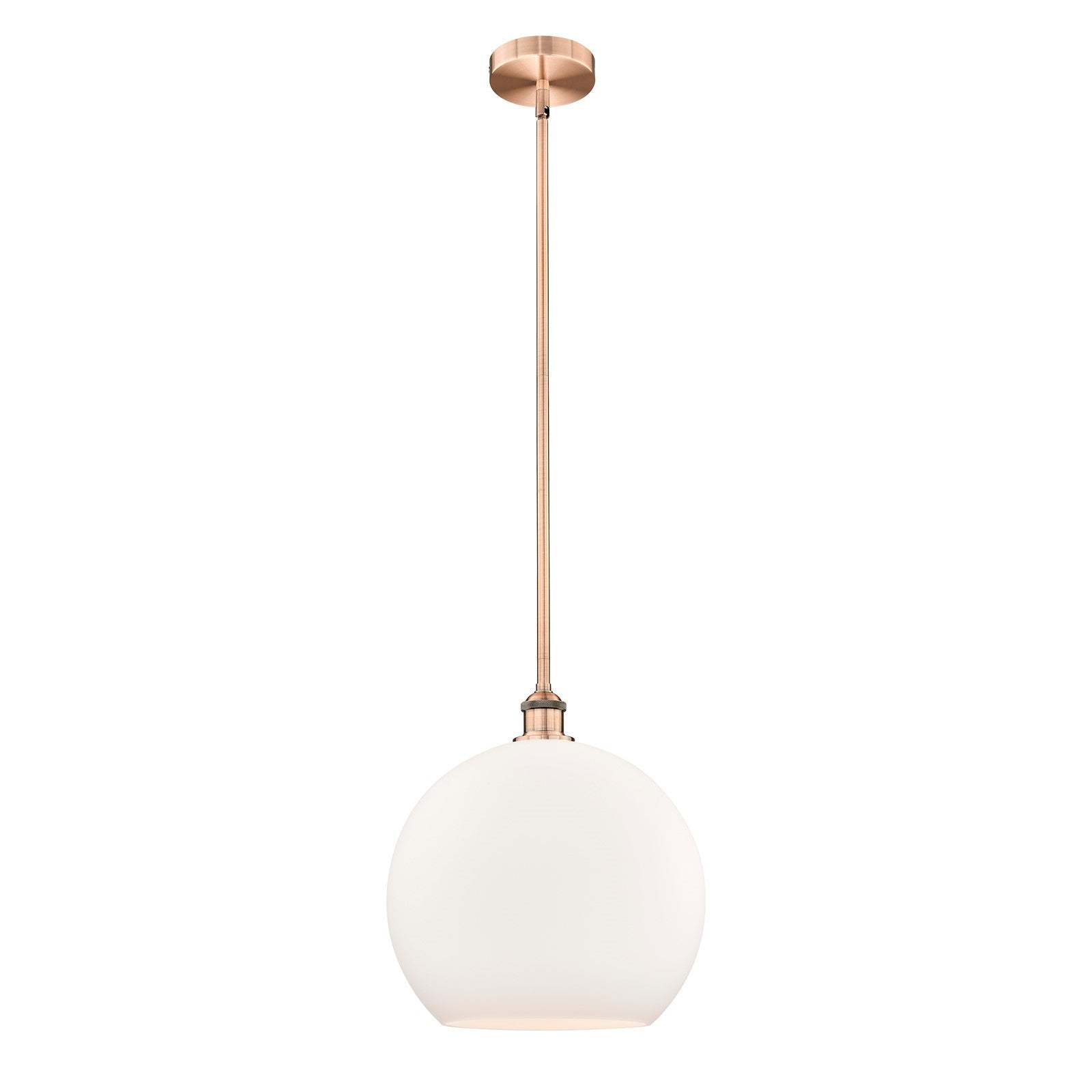 Innovations Athens 14in 1-Light Pendant | Industrial Antique Copper Steel and Matte White Glass | Kitchen Island & Dining | Model 616-1S-AC-G121-14-LED