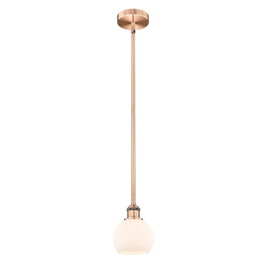 Innovations Athens 6in 1-Light Mini Pendant | Industrial Antique Copper Steel and Matte White Glass | Kitchen Island & Dining | Model 616-1S-AC-G121-6