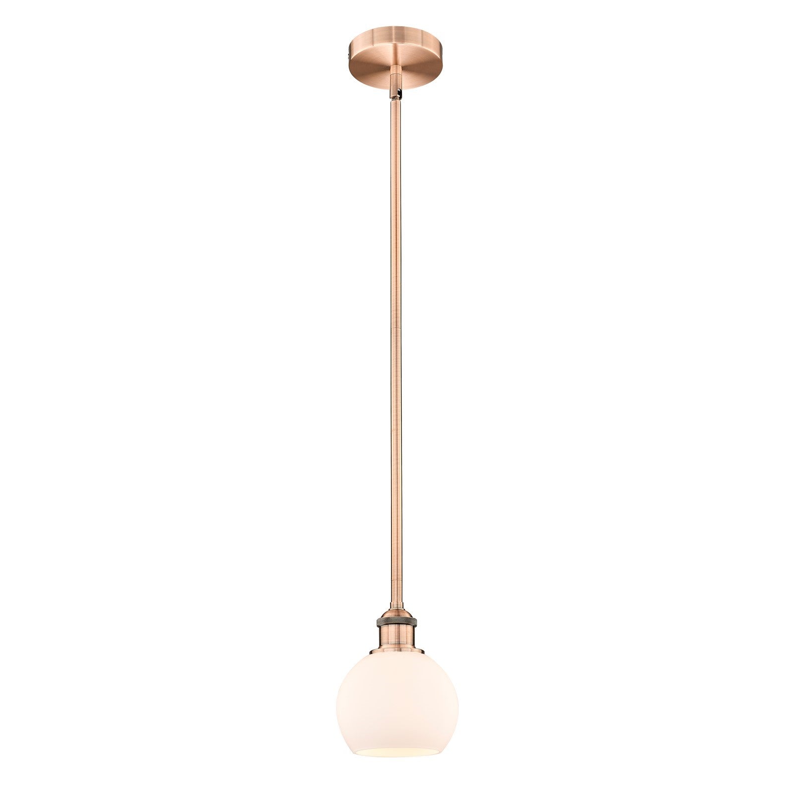 Innovations Athens 6in 1-Light Mini Pendant | Industrial Antique Copper Steel and Matte White Glass | Kitchen Island & Dining | Model 616-1S-AC-G121-6-LED