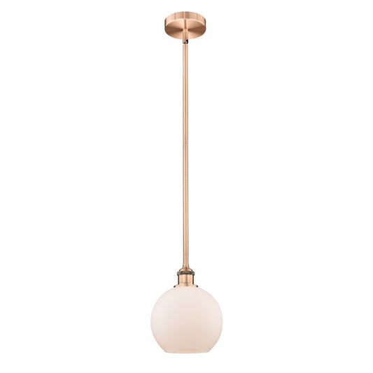 Innovations Athens 8in 1-Light Mini Pendant | Industrial Antique Copper Steel and Matte White Frosted Glass | Kitchen Island | Model 616-1S-AC-G121-8-LED