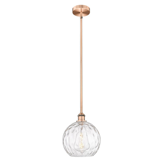 Innovations Athens Water Glass 10in 1-Light Mini Pendant | Industrial Antique Copper Steel and Clear Water Glass | Kitchen | Model 616-1S-AC-G1215-10-LED