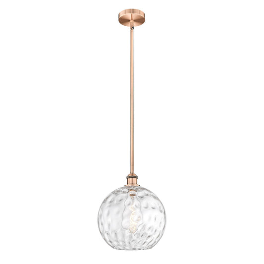 Innovations Athens Water Glass 12in 1-Light Mini Pendant | Industrial Antique Copper Steel and Clear Water Glass | Kitchen | Model 616-1S-AC-G1215-12