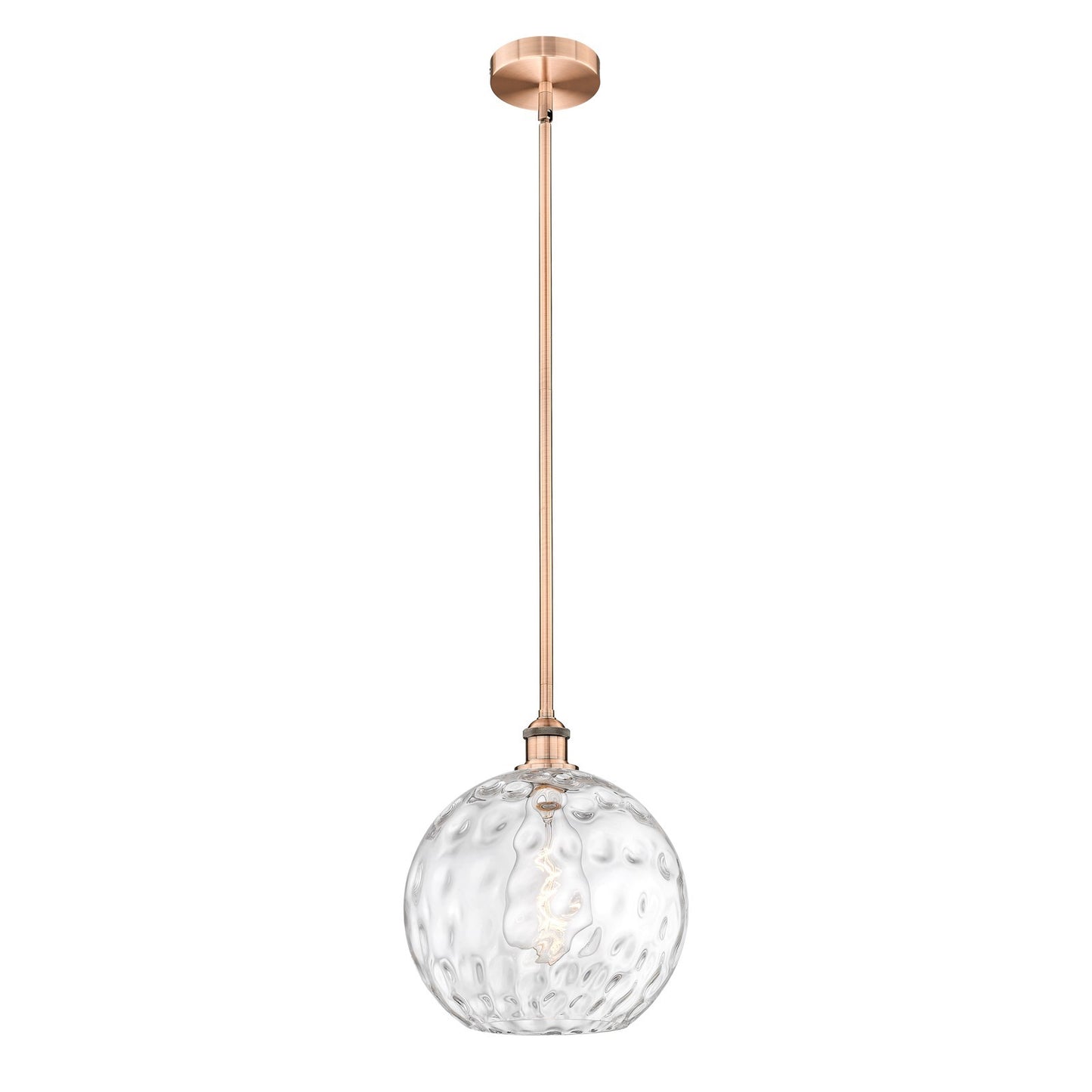 Innovations Athens Water Glass 12in 1-Light Mini Pendant | Industrial Antique Copper and Clear Glass | Kitchen Island & | Model 616-1S-AC-G1215-12-LED