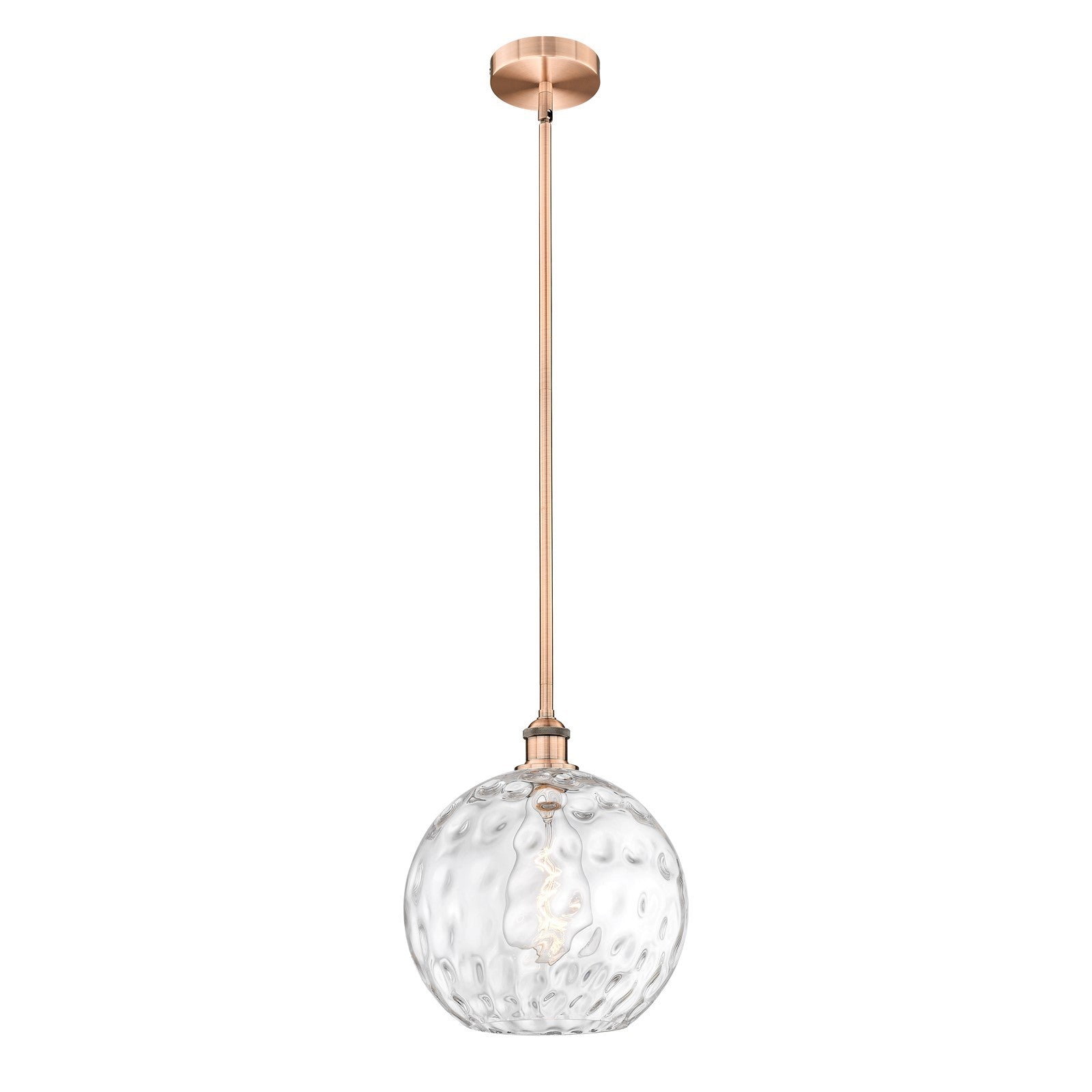 Innovations Athens Water Glass 12in 1-Light Mini Pendant | Industrial Antique Copper and Clear Glass | Kitchen Island & | Model 616-1S-AC-G1215-12-LED