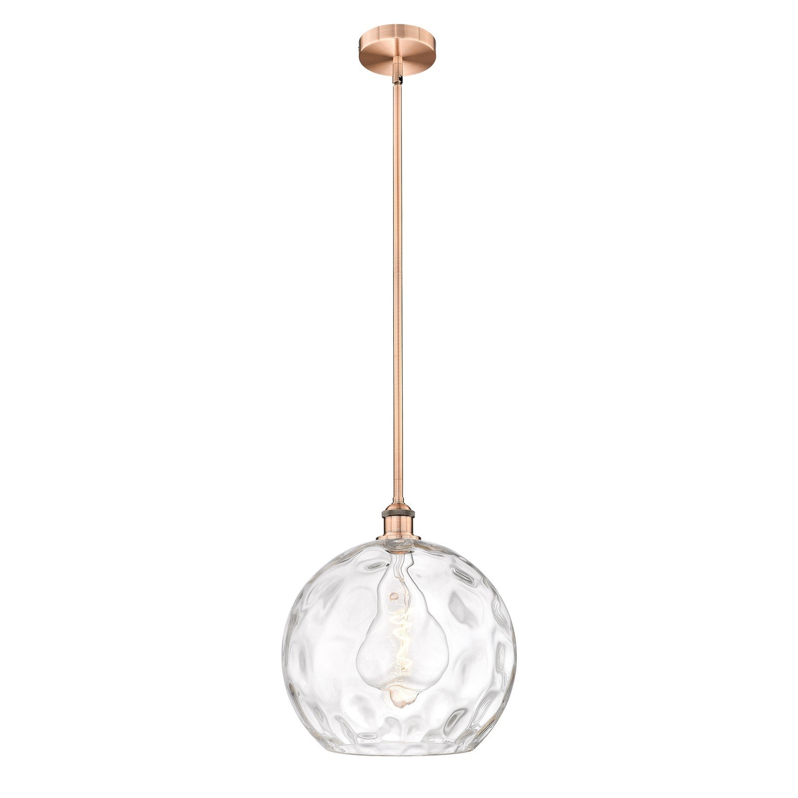 Innovations Athens Water Glass 13in 1-Light Pendant | Industrial Antique Copper Steel and Clear Glass | Kitchen Island & Dining | Model 616-1S-AC-G1215-14