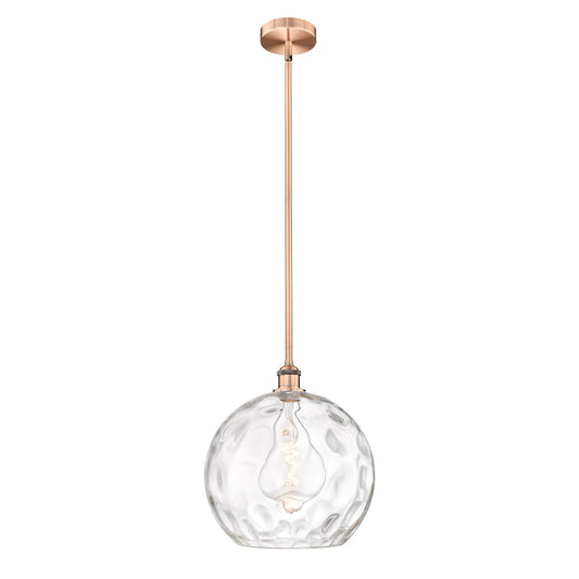 Innovations Athens Water Glass 13in 1-Light Pendant | Industrial Antique Copper Steel and Clear Glass | Kitchen Island & Dining | Model 616-1S-AC-G1215-14