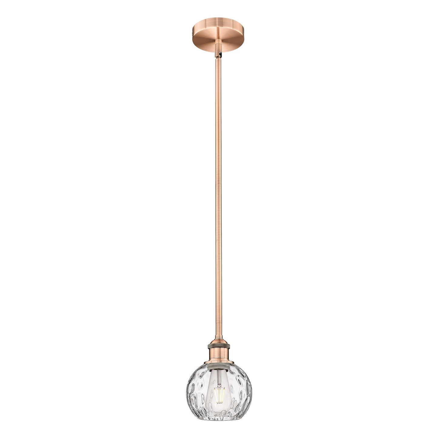 Innovations Athens Water Glass 6in 1-Light Mini Pendant | Industrial Antique Copper Steel and Clear Glass | Kitchen Island & | Model 616-1S-AC-G1215-6